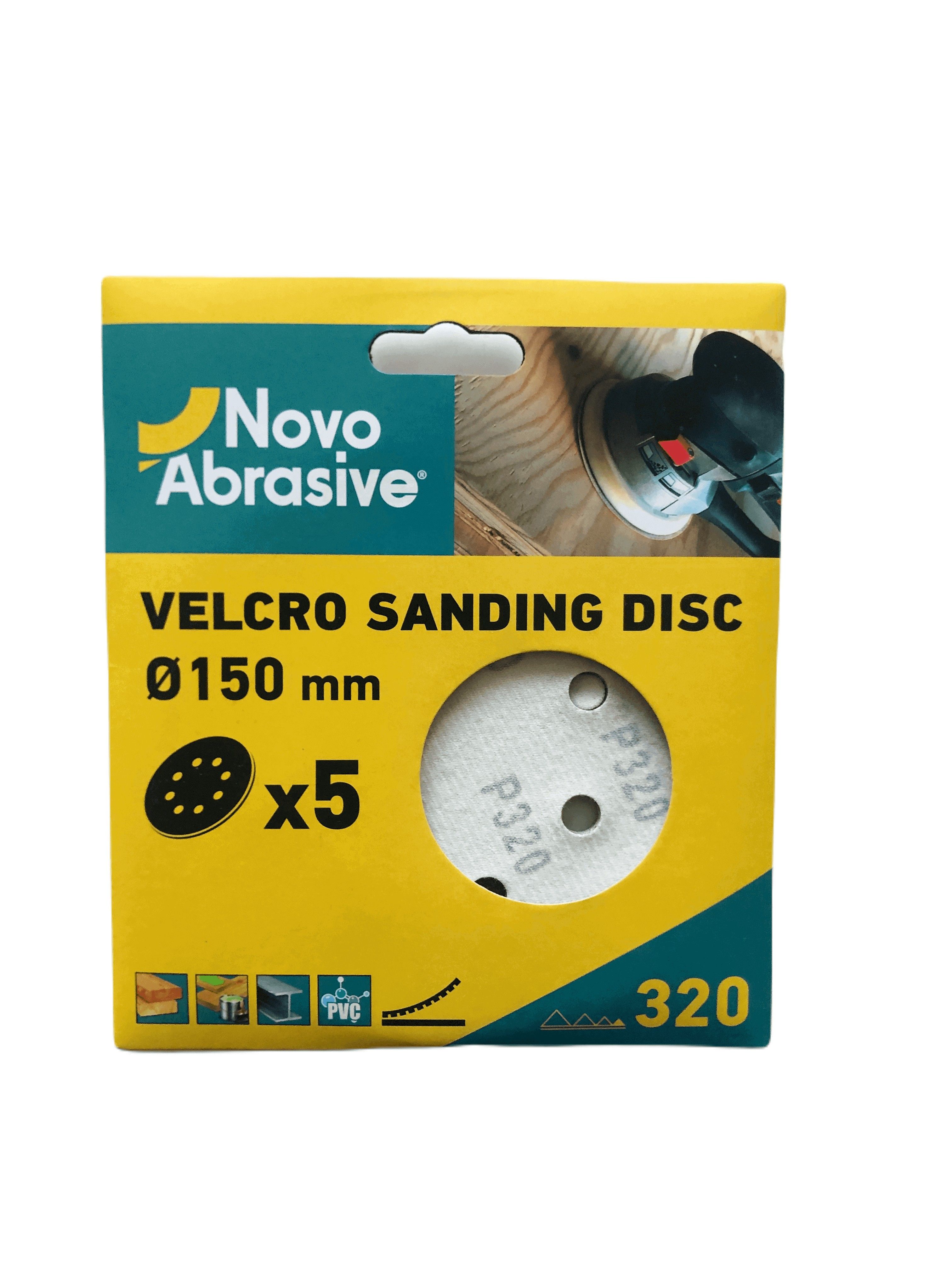 Круг шліфувальний самозачепний NovoAbrasive 150 мм, Р320, 8 отв., упак. 5шт.